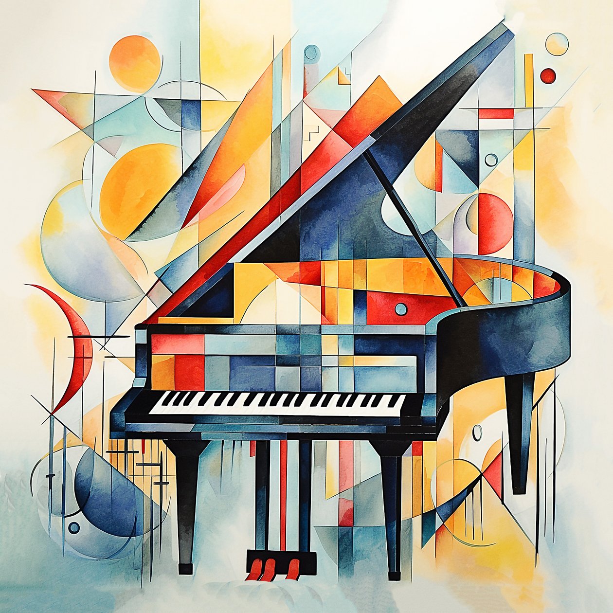 Kandinsky abstrakter Stil, abstrakte Klaviertasten, Wanddekoration für Flur und Wohnzimmer von F. Abderrahim