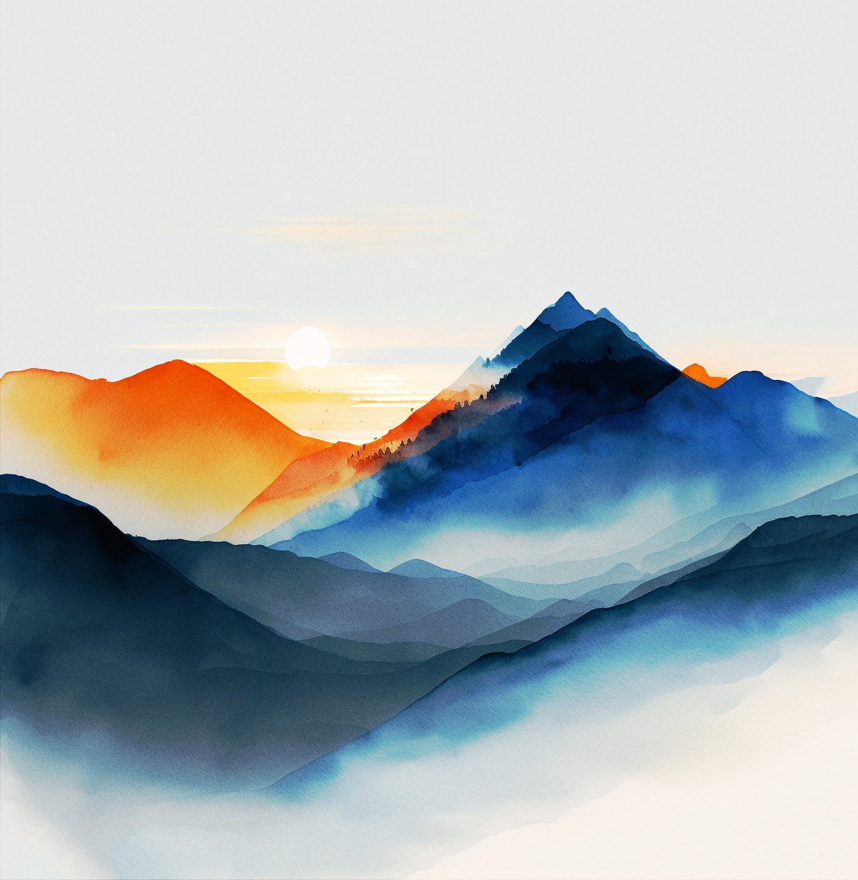 Schattierungen von ruhigen blauen Bergen von F. Abderrahim
