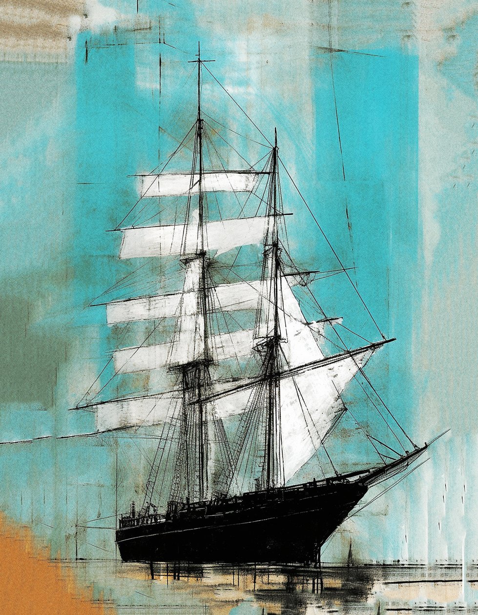 kühnes Schiff segelt im alten Stil, Motherwell-Stil von F. Abderrahim
