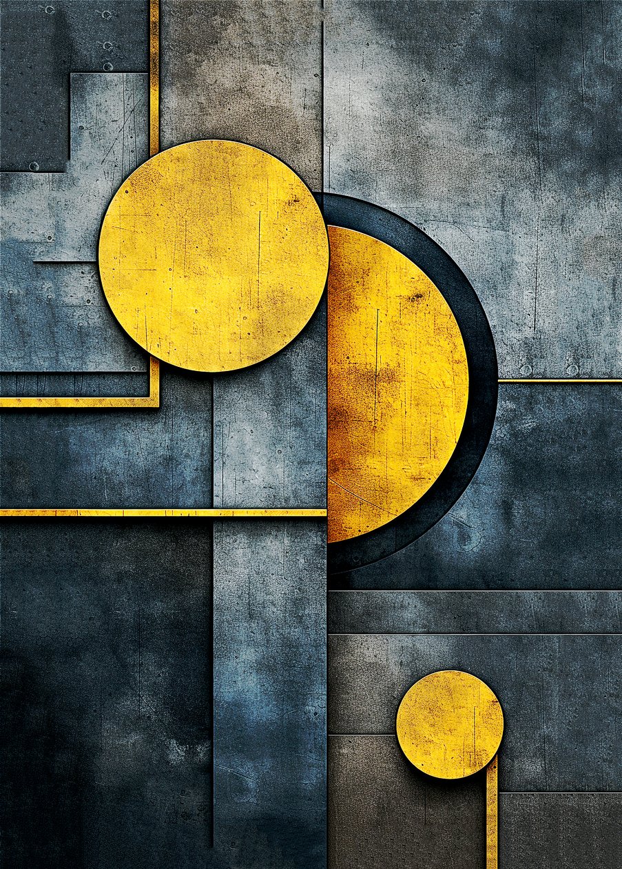 Kakophonie abstrakter geometrischer Formen, Wandkunstdruck von F. Abderrahim