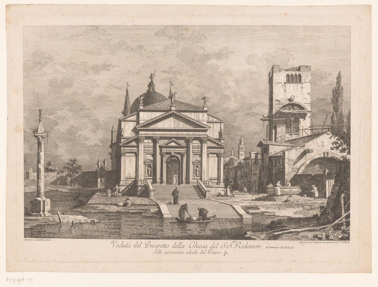 Ansicht von Il Redentore in Venedig (Gezichten op Venetië naar ontwerpen van Canaletto) von Fabio Berardi