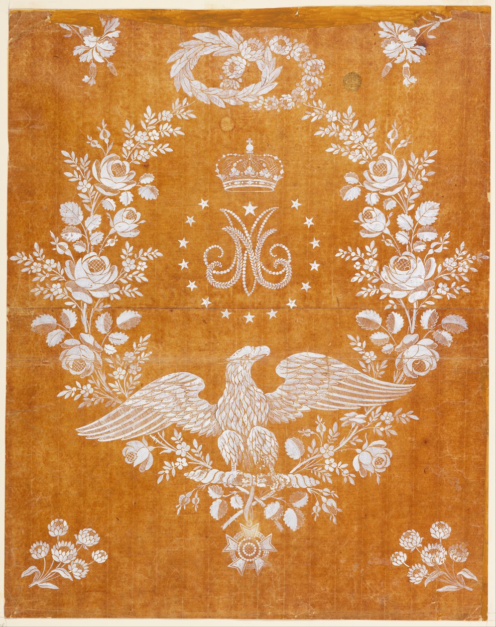 Stickdesign zur Erinnerung an die Hochzeit von Napoleon I. und Marie-Louise von Fabrique St. de Ruf