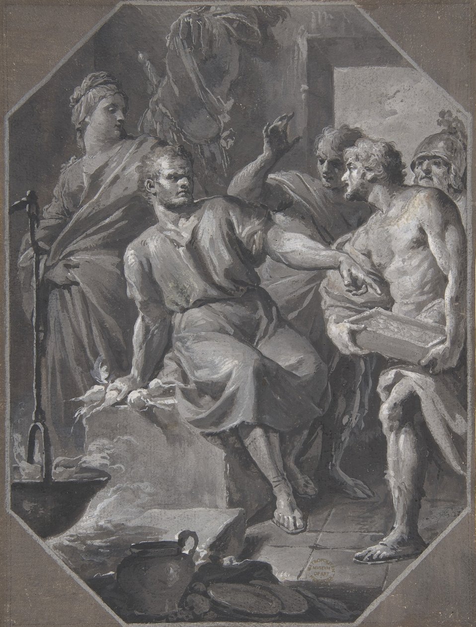 Manius Curius Dentatus lehnt die Geschenke der samnitischen Botschafter ab, 1732-92 von Fedele Fischetti