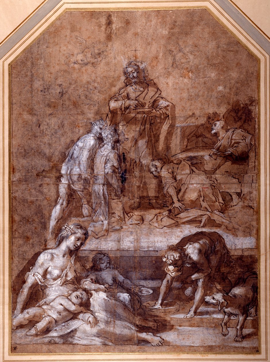 Religiöse Allegorie, das Sammeln des Manna und die Einsetzung der Eucharistie von Federico Fiori Barocci or Baroccio