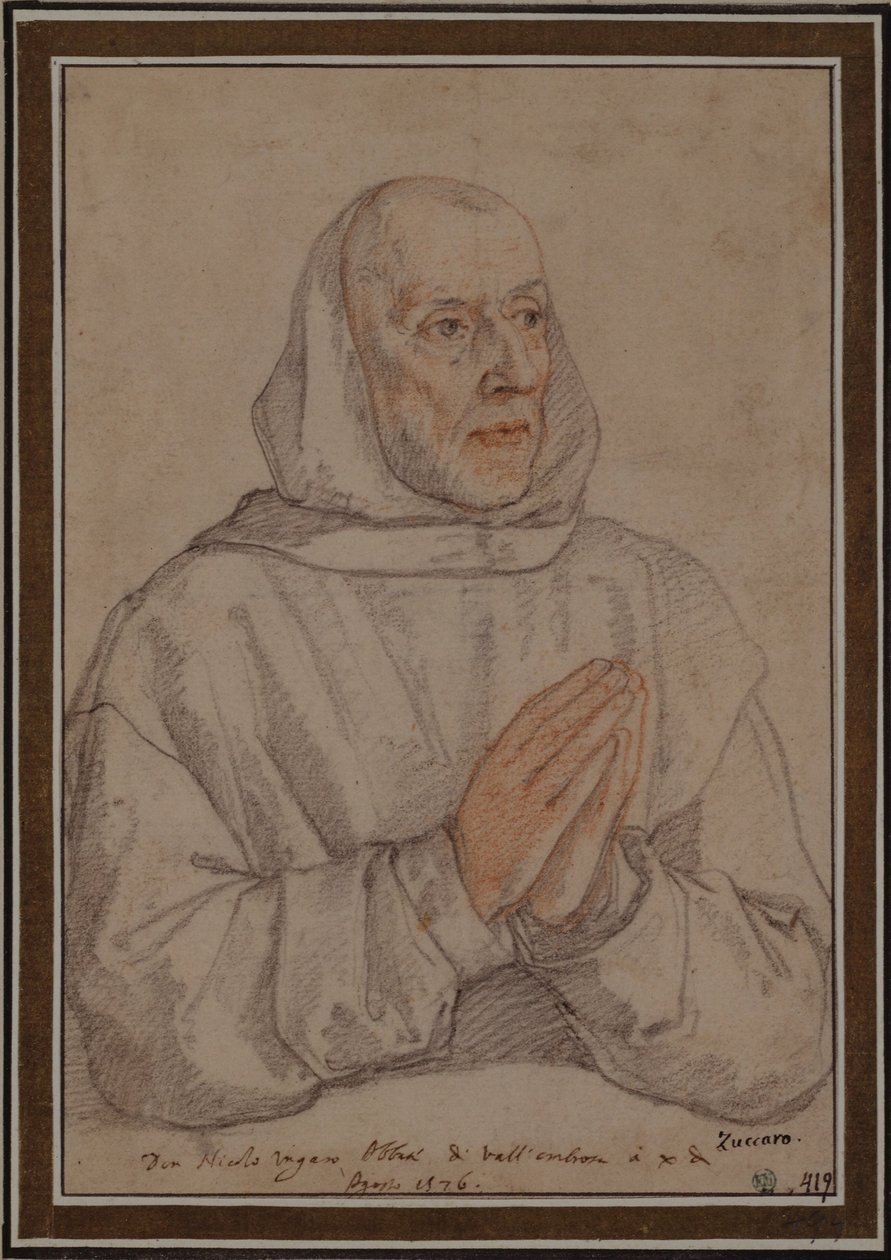Porträt von Niccolò Ungaro, Abt von Valombrosa, mit Kapuze und glatt rasiert von Federico Zuccaro
