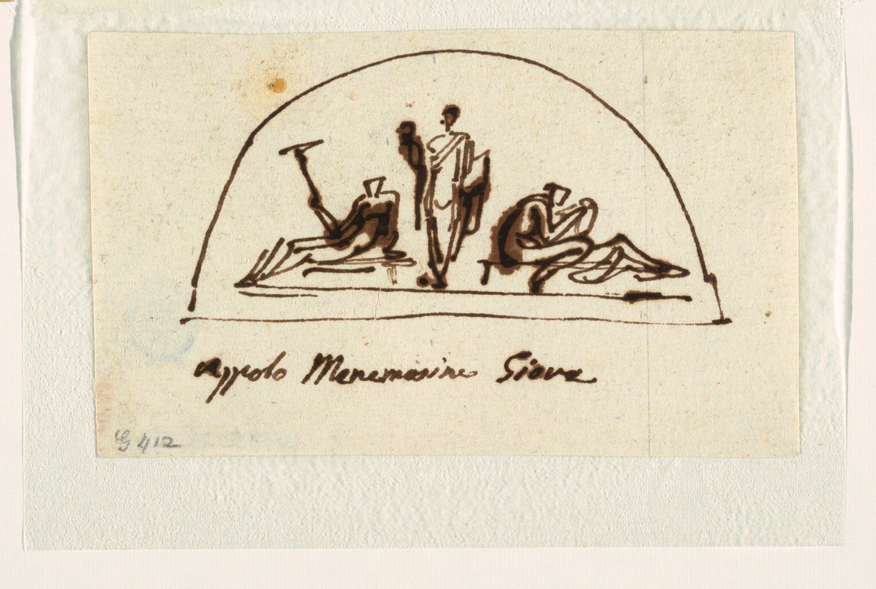 Entwurf für eine Lünette mit Apollo, Mnemosyne und Jove von Felice Giani