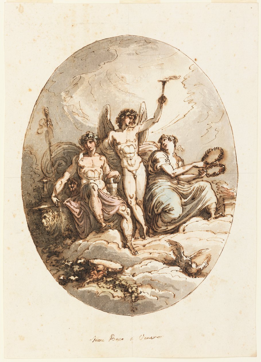 Entwurf für Wand- oder Deckendekoration mit Bacchus, Hymen und Venus von Felice Giani