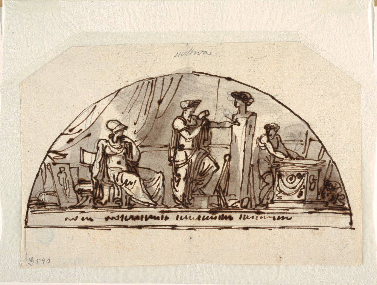 Entwurf für ein Lünettenbild mit Allegorie der Bildhauerei von Felice Giani