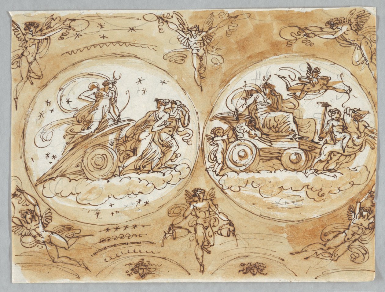 Design mit klassischen und geflügelten Figuren von Felice Giani