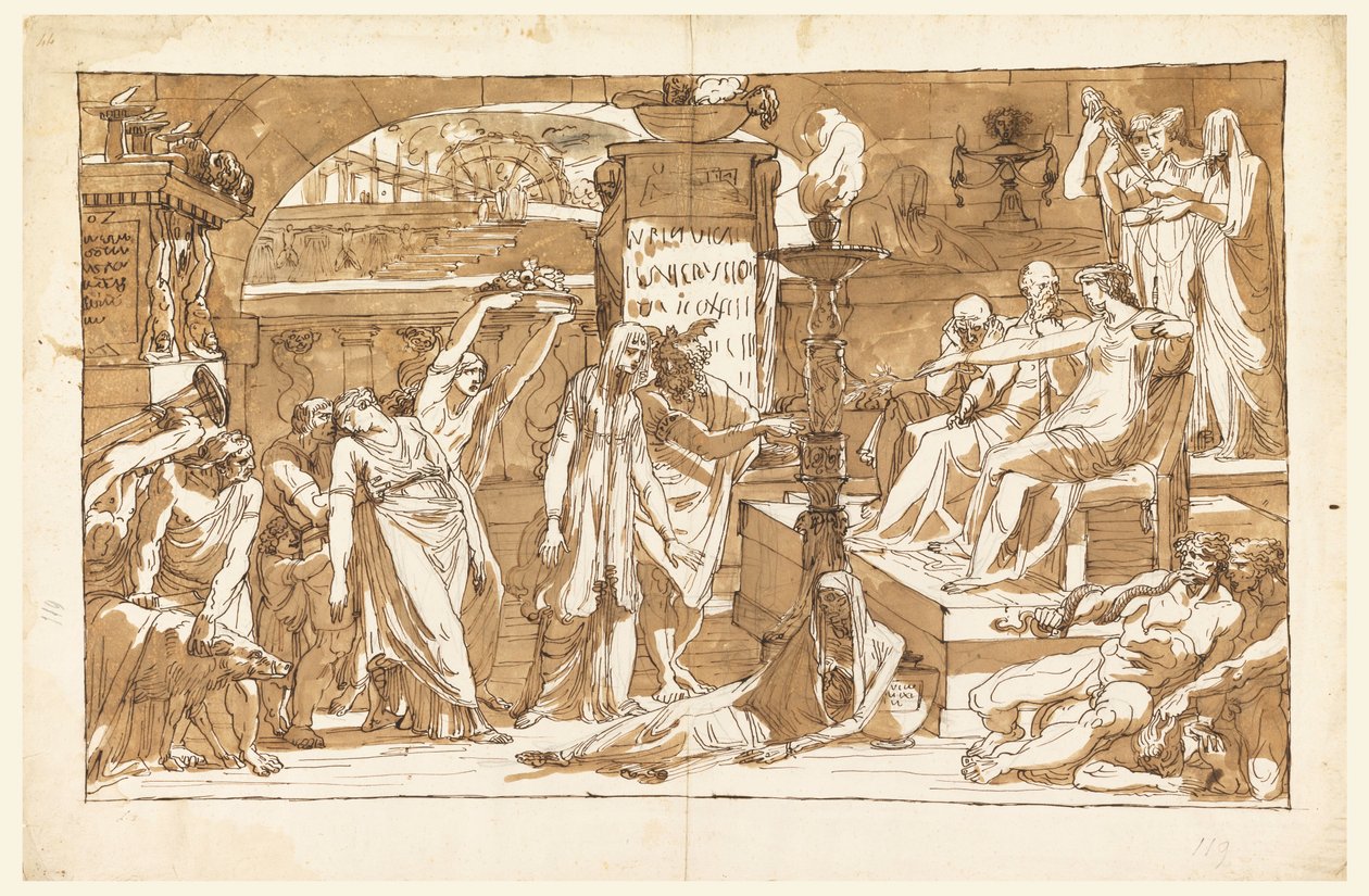 Hades; Persephone in der Unterwelt (Opfergabe an Proserpina) von Felice Giani
