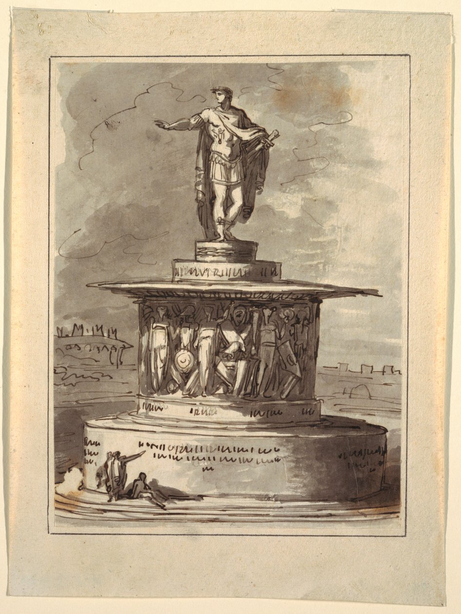 Zeichnung, Entwurf für ein Denkmal für Foro Bonaparte, Mailand, 1800, 1810–20 von Felice Giani