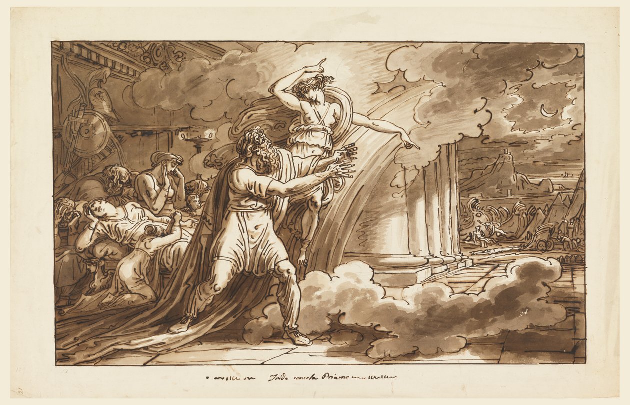 Iris ermutigt Priamos, den Körper von Hektor von Achilles zu erbitten von Felice Giani