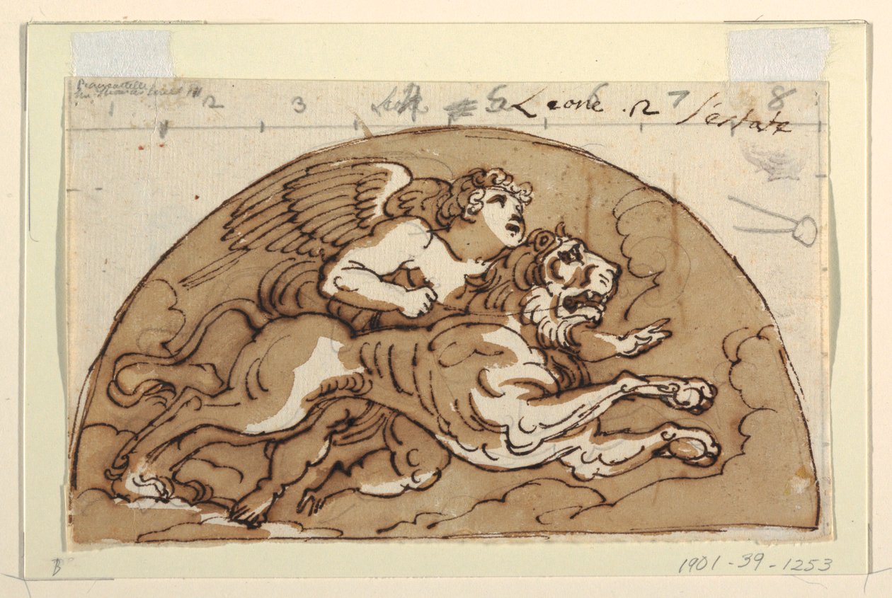 Leo, Lunette für die Decke, Sala Ottagonale, Palazzo Milzetti, Faenza von Felice Giani