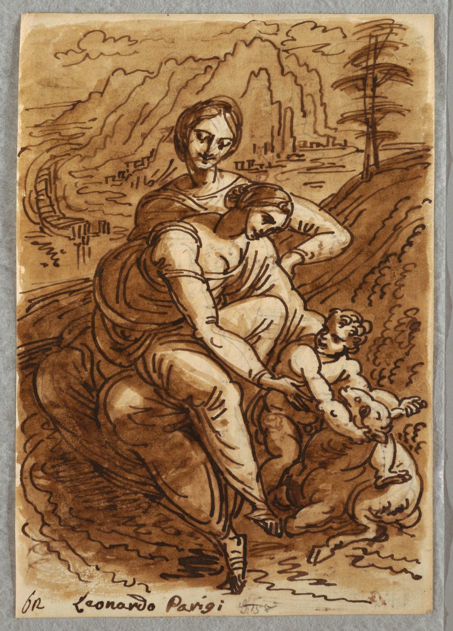 Madonna und Kind mit St. Anna und Lamm, nach Leonardo von Felice Giani
