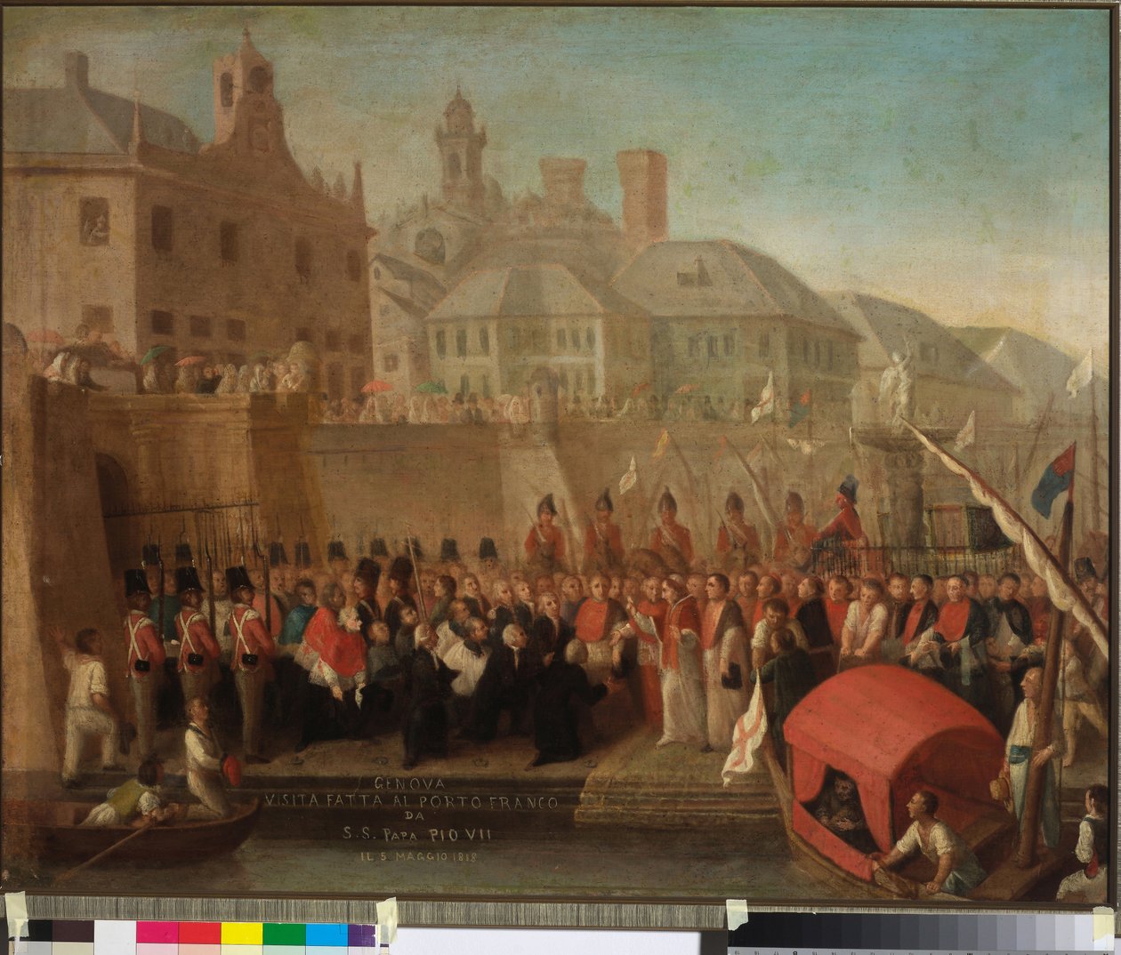 Besuch des Freihafens von Genua durch H.S. Papst Pius VII, ca. 1818 von Felice Guascone