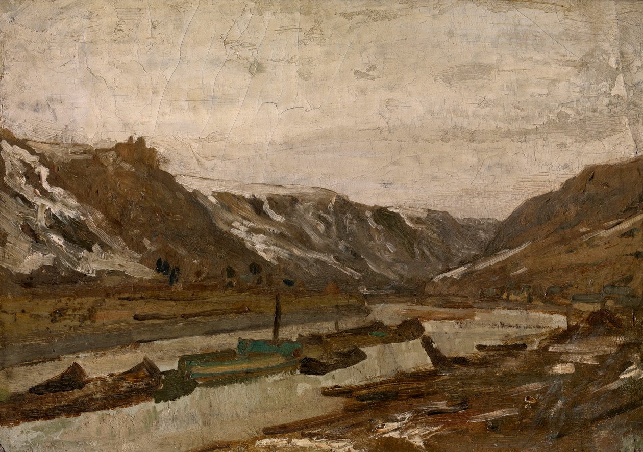 Lastkähne in Dinant von Félicien Rops