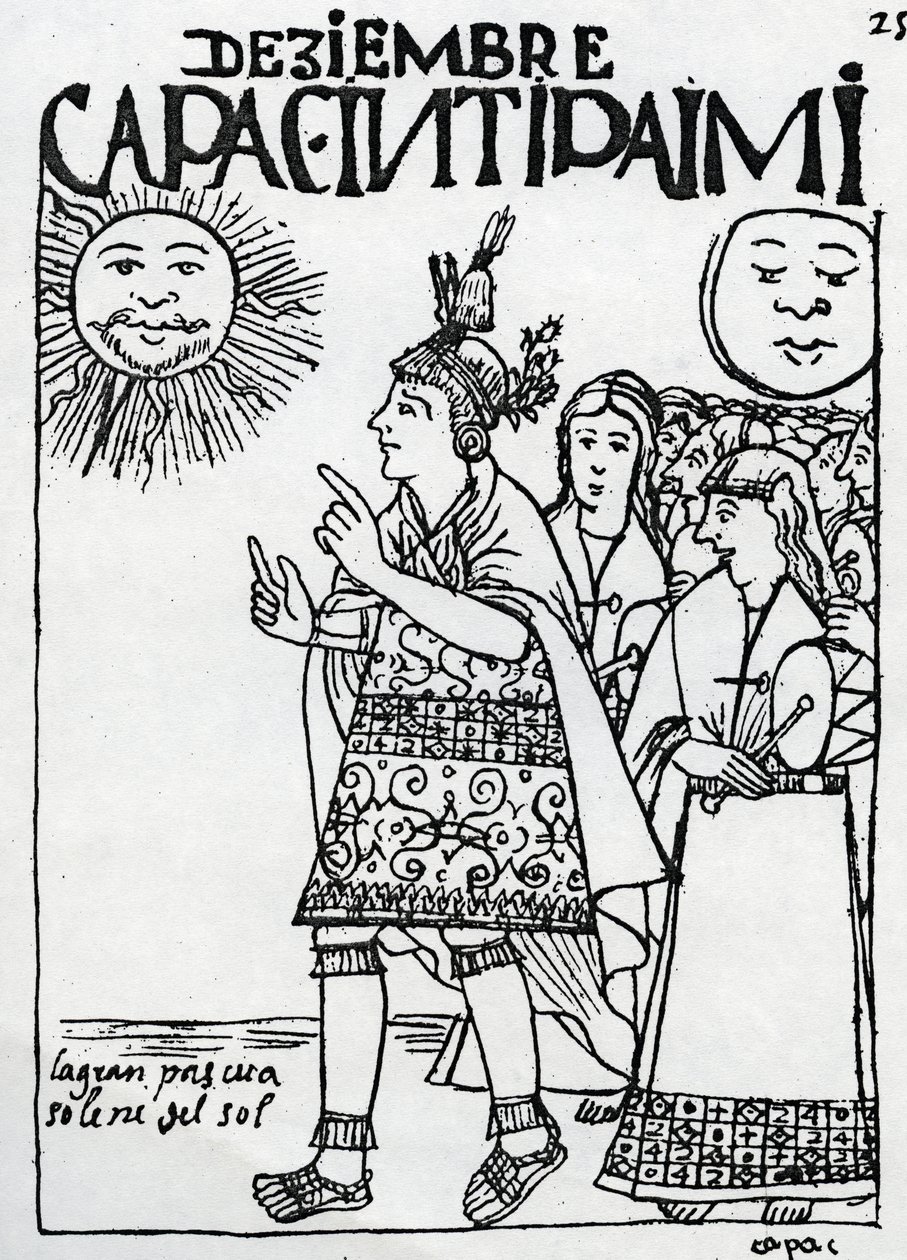 Der Hauptkurier, der eine Trompetenschale trägt von Felipe Huaman Poma de Ayala