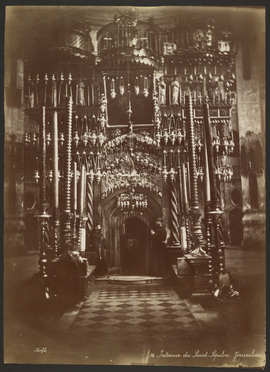 Innenansicht des Heiligen Grabes, Jerusalem von Félix Bonfils