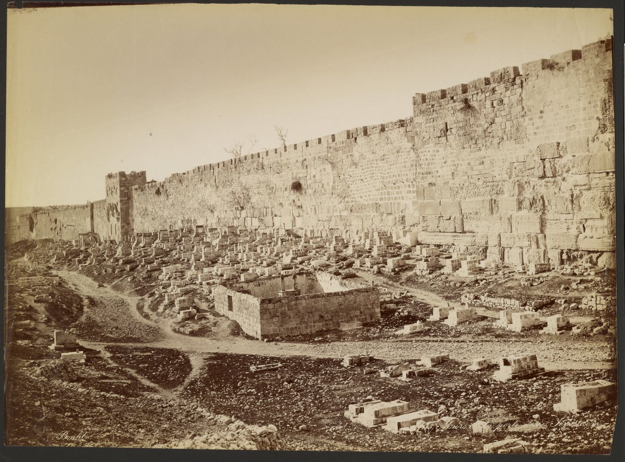 Mauer und das Tor von Jerusalem von Félix Bonfils