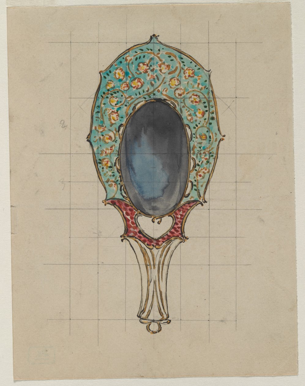 Entwurf für einen Handspiegel, um 1900-1902 von Felix Bracquemond