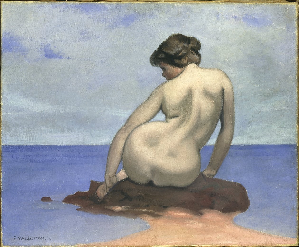 Badende auf einem Felsen sitzend, 1910 von Felix Edouard Vallotton