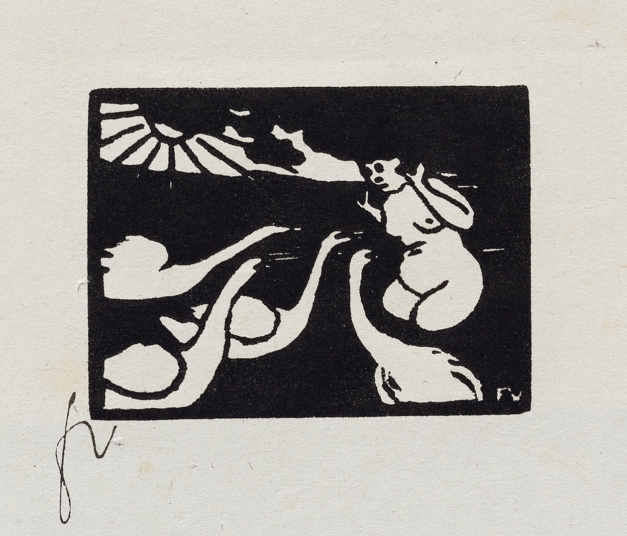 Badende mit Schwänen, X aus "Les Petites Baigneuses", 1893 von Felix Edouard Vallotton