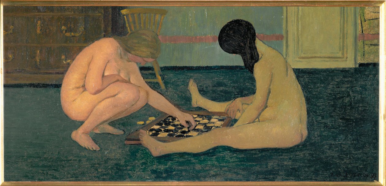 Nackte Frauen spielen Dame von Felix Edouard Vallotton