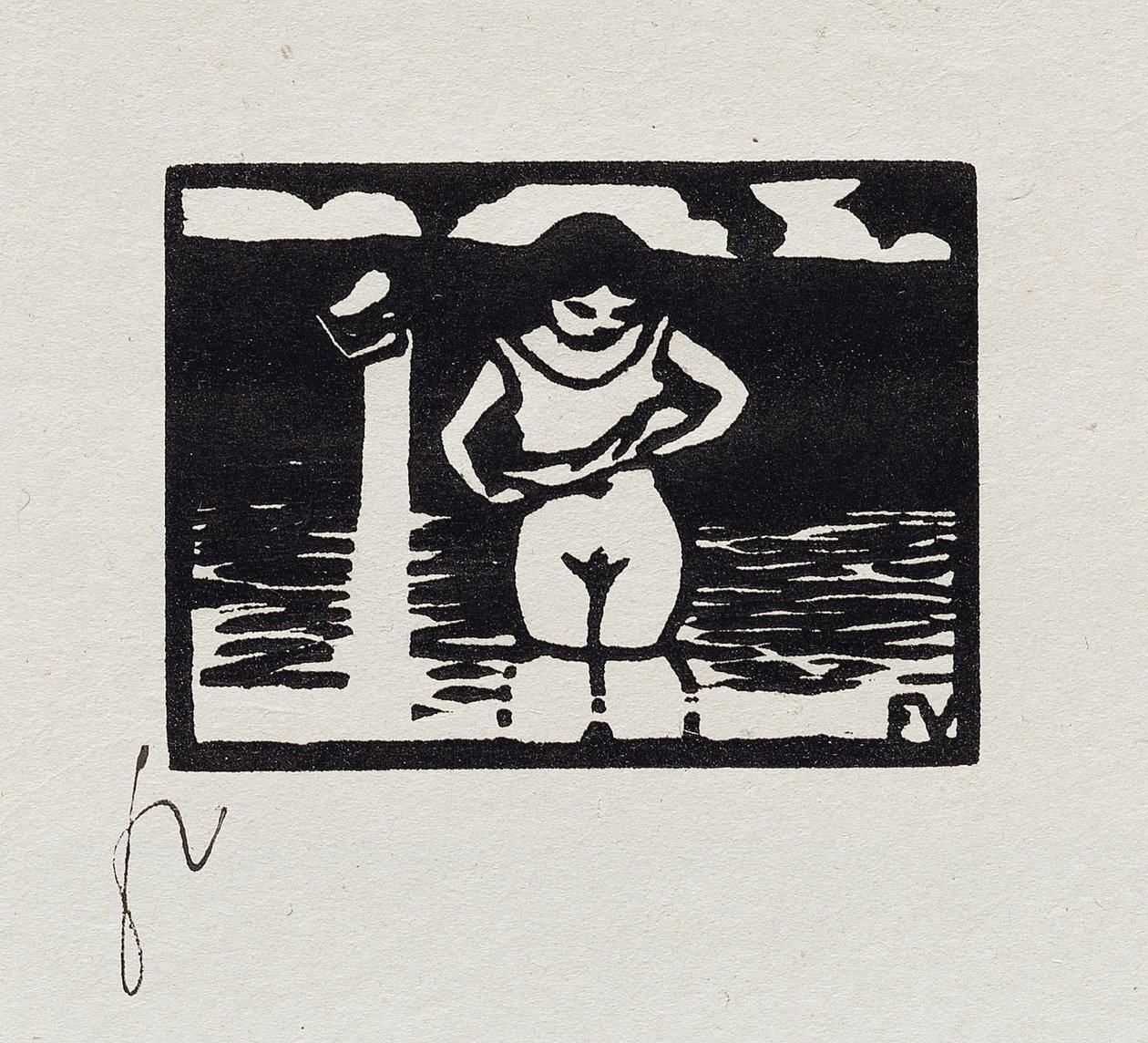 Mädchen zieht ihr Hemd aus, VI aus "Les Petites Baigneuses", 1893 von Felix Edouard Vallotton