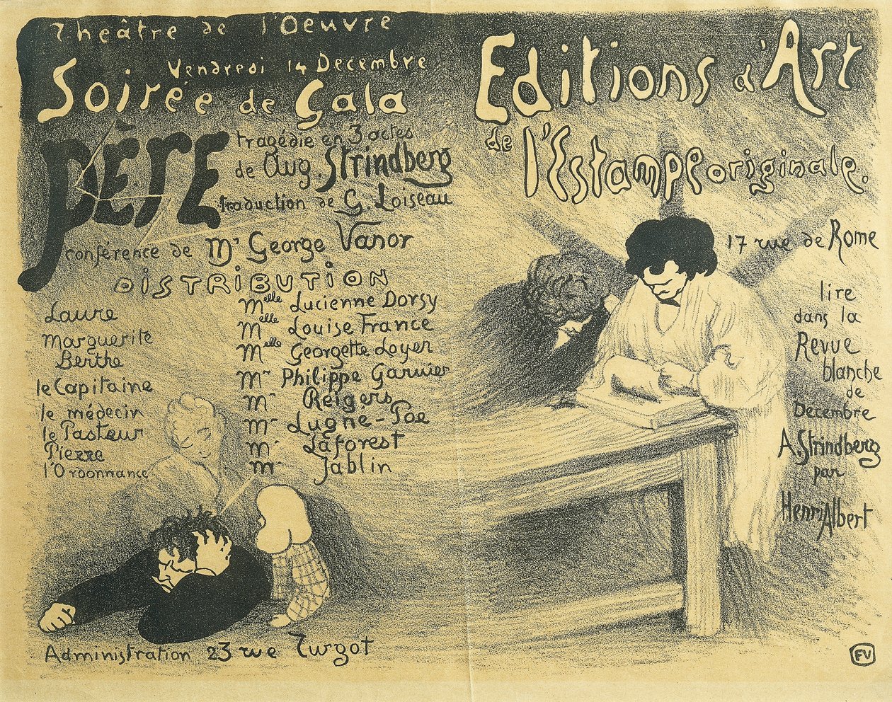 Programm der Pariser Oper, einschließlich Werke von August Strindberg von Felix Edouard Vallotton