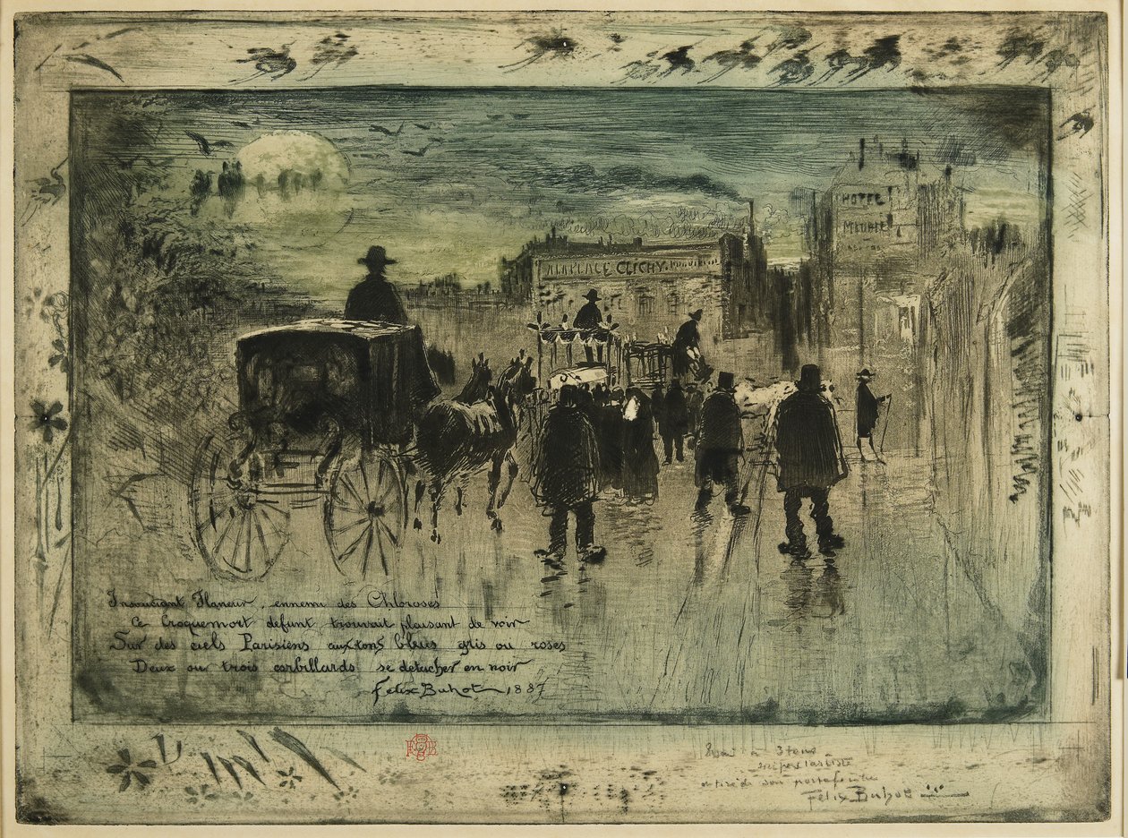 Trauerzug auf dem Boulevard de Clichy, 1887 von Felix Hilaire Buhot