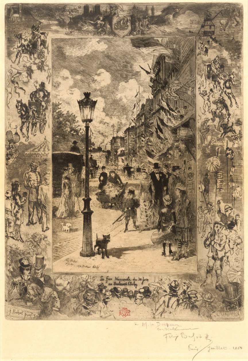 Nationalfeiertag am Boulevard Clichy von Felix Hilaire Buhot