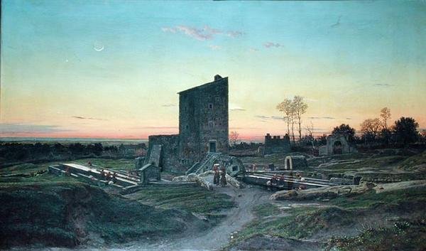 Römische Landschaft oder, Das Waschhaus von Albano von Felix Hippolyte Lanoue