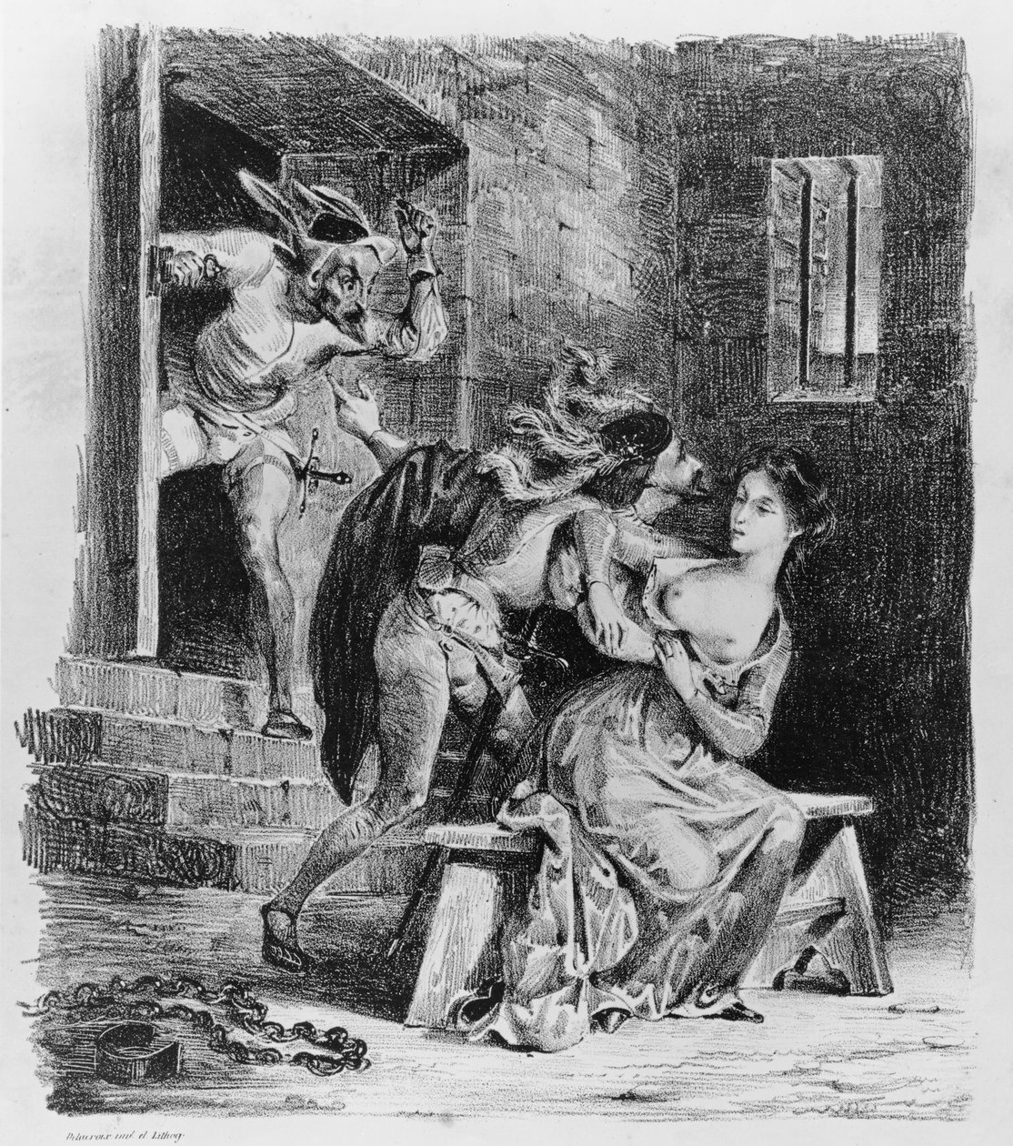 Faust rettet Marguerite aus ihrem Gefängnis, aus Goethes Faust, 1828 (Illustration) von Ferdinand Victor Eugene Delacroix