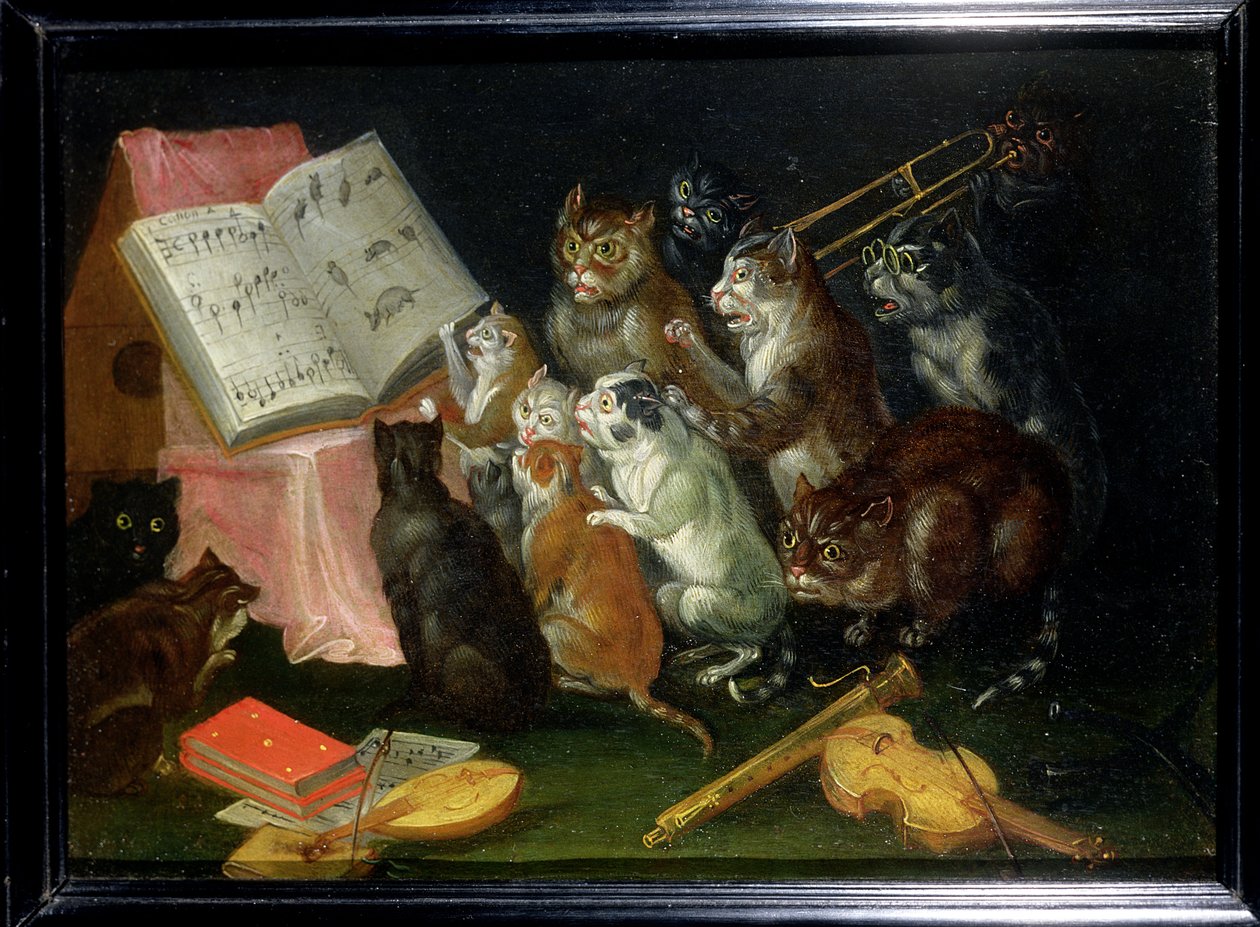 Ein musikalisches Treffen von Katzen von Ferdinand van Kessel
