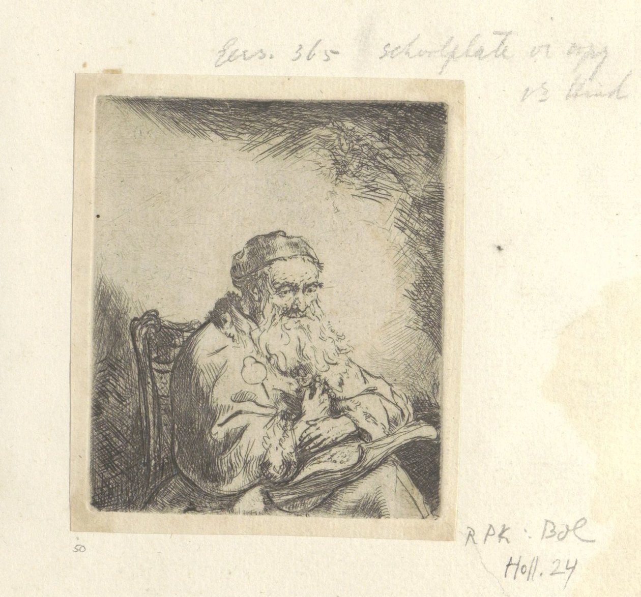 Oude man met een klaverblad op zijn jas von Ferdinand Bol (attributed to)