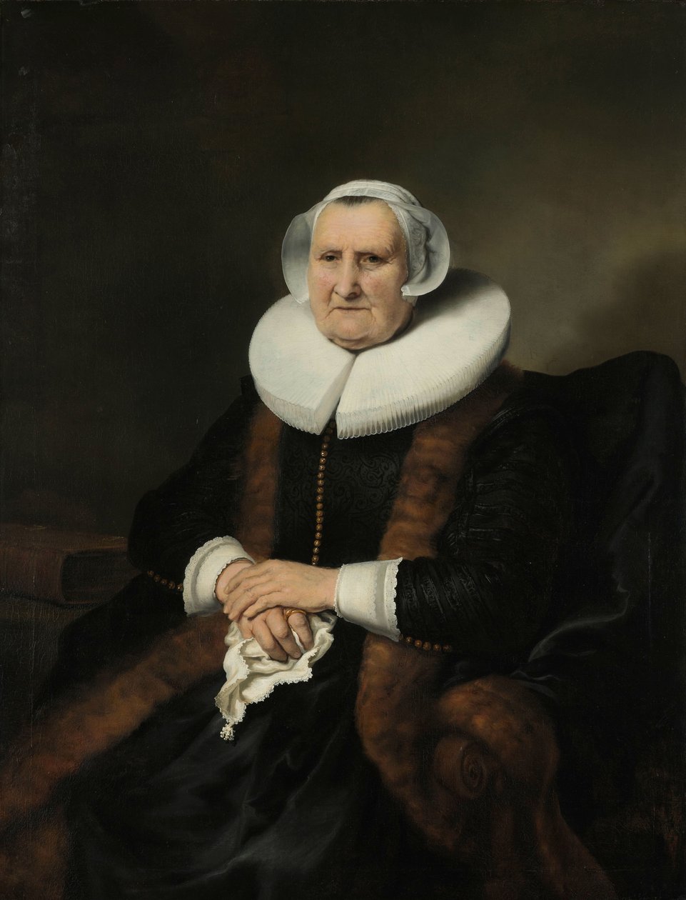 Porträt einer alten Dame, möglicherweise Elisabeth Bas von Ferdinand Bol (attributed to)