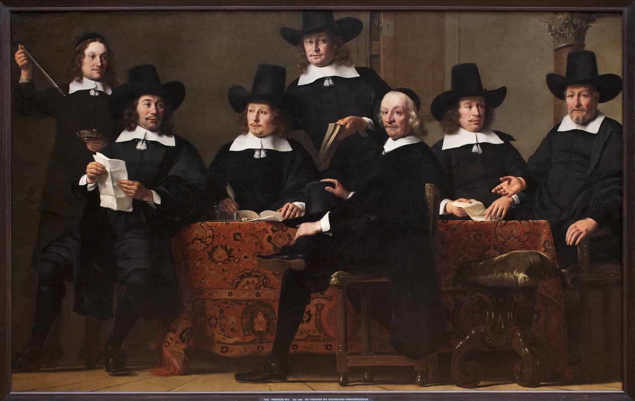 Präsident der Amsterdamer Weinhändlergilde (Niederlande). Gemälde von Ferdinand Bol (1616-1680), Öl auf Leinwand, um 1659. Niederländische Kunst von Ferdinand Bol