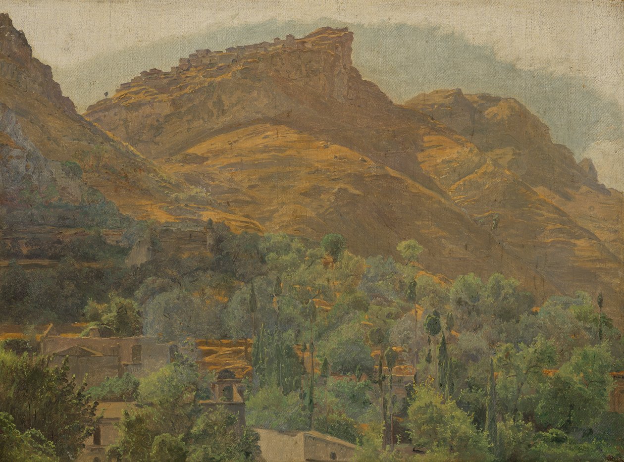 Blick zur Bergstadt Mola bei Taormina von Ferdinand Georg Waldmuller