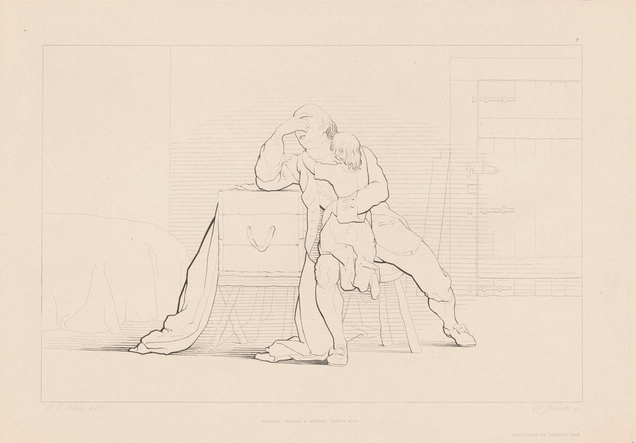 Gertrude kletterte auf das Knie eines verwitweten Vaters von Ferdinand Joubert, after George Elgar Hicks