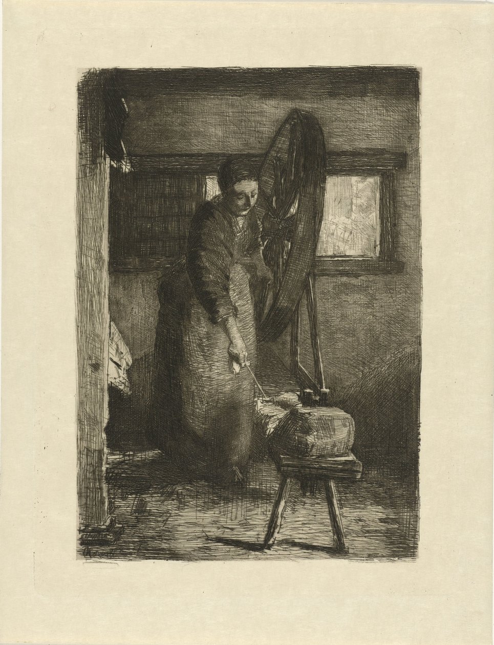 Spinnerin bei der Arbeit (An der Arbeit) von Ferdinand Oldewelt