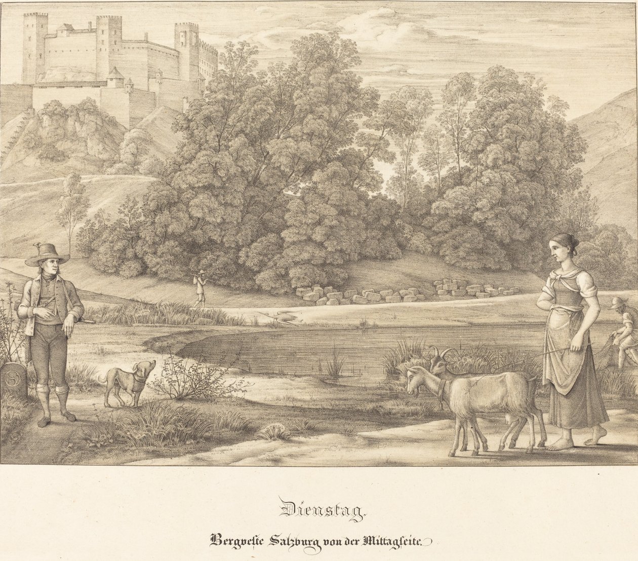 Dienstag - Die Burg von Salzburg von der Mittagseite von Ferdinand Olivier