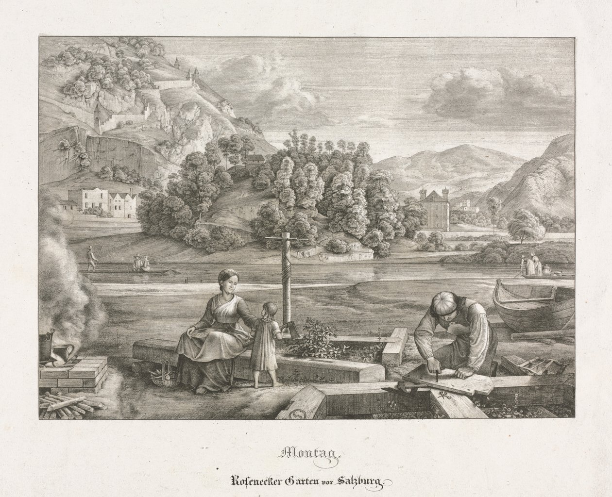 Sieben Ansichten in Salzburg und Berchtesgaden: Montag: Rosenecker Garten Salzburg von Ferdinand Olivier