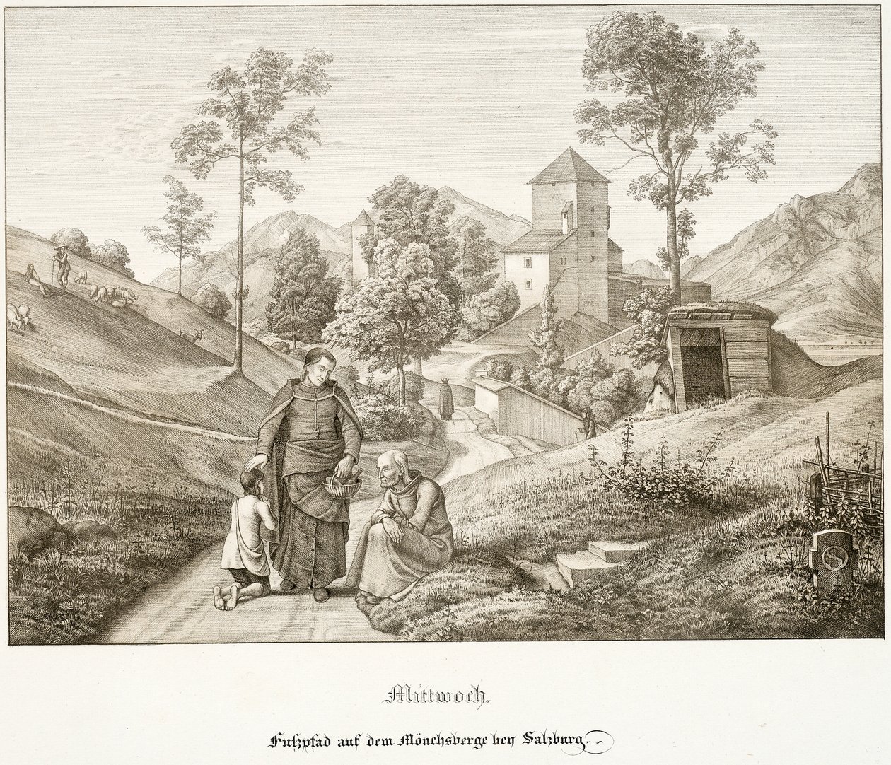 Mittwoch: Fußweg am Mönchsberg bei Salzburg von Ferdinand Olivier