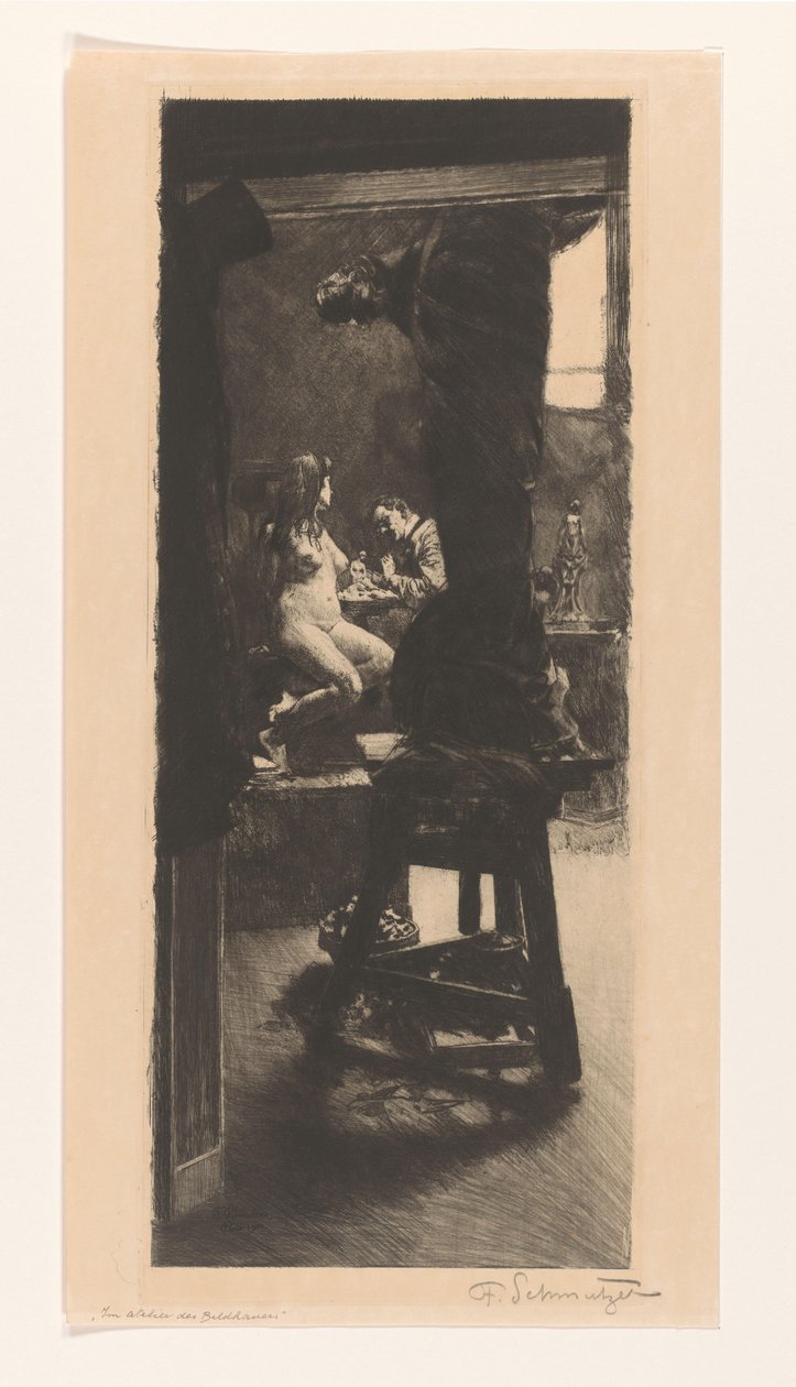 Im Atelier des Bildhauers von Ferdinand Schmutzer (signed by artist)