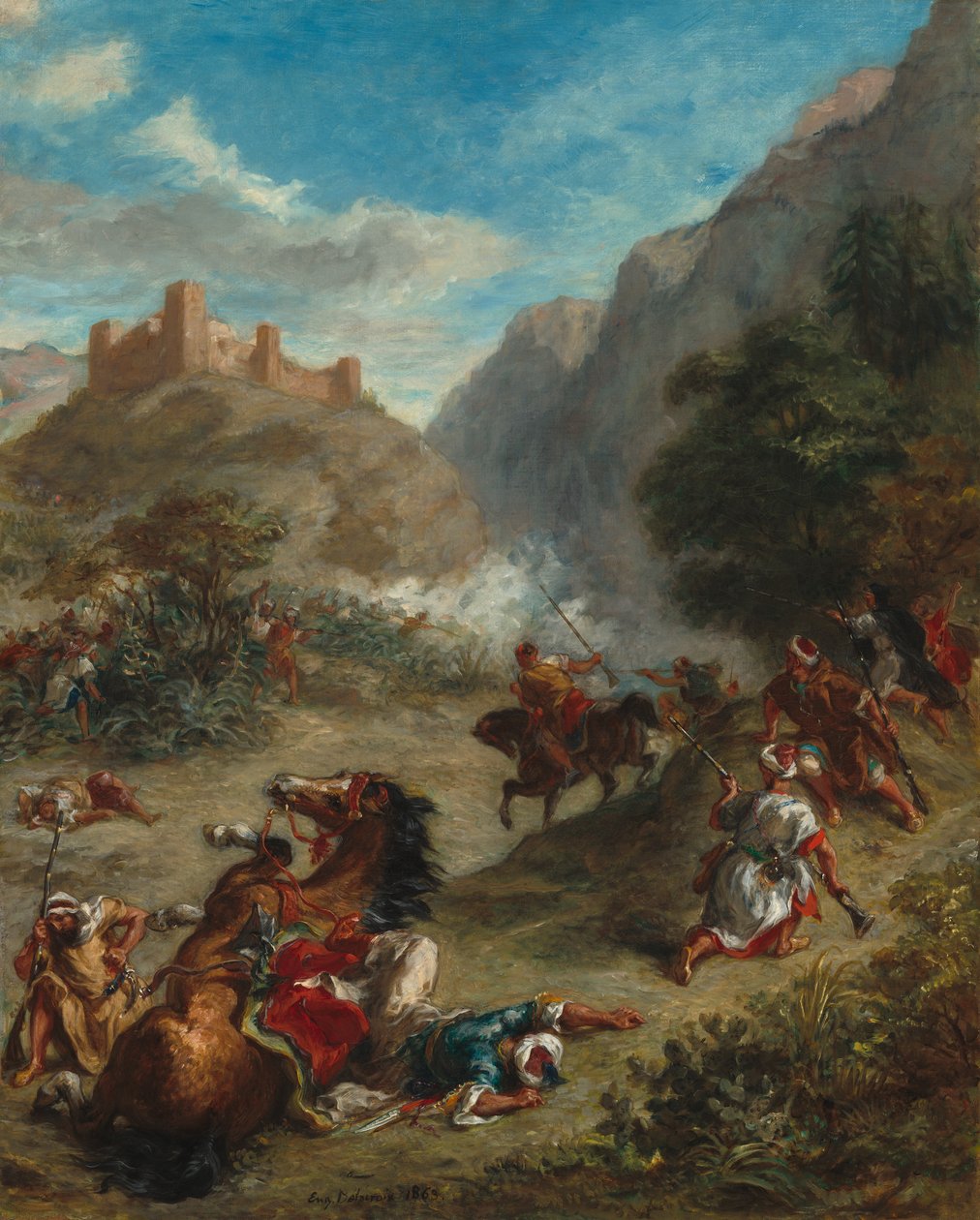 Araber kämpfen in den Bergen von Ferdinand Victor Eugene Delacroix