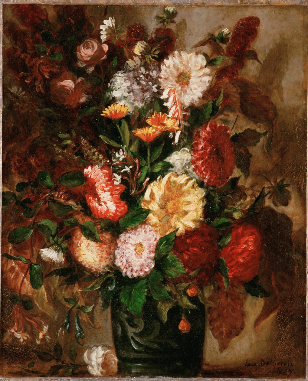 Blumen in einem irdenen Topf von Ferdinand Victor Eugene Delacroix