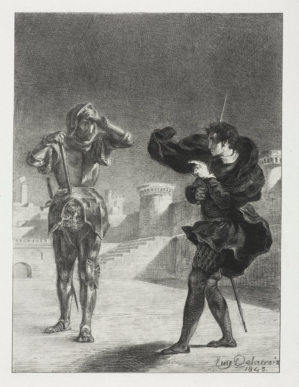 Hamlet: Das Phantom auf der Terrasse, 1843 von Ferdinand Victor Eugene Delacroix