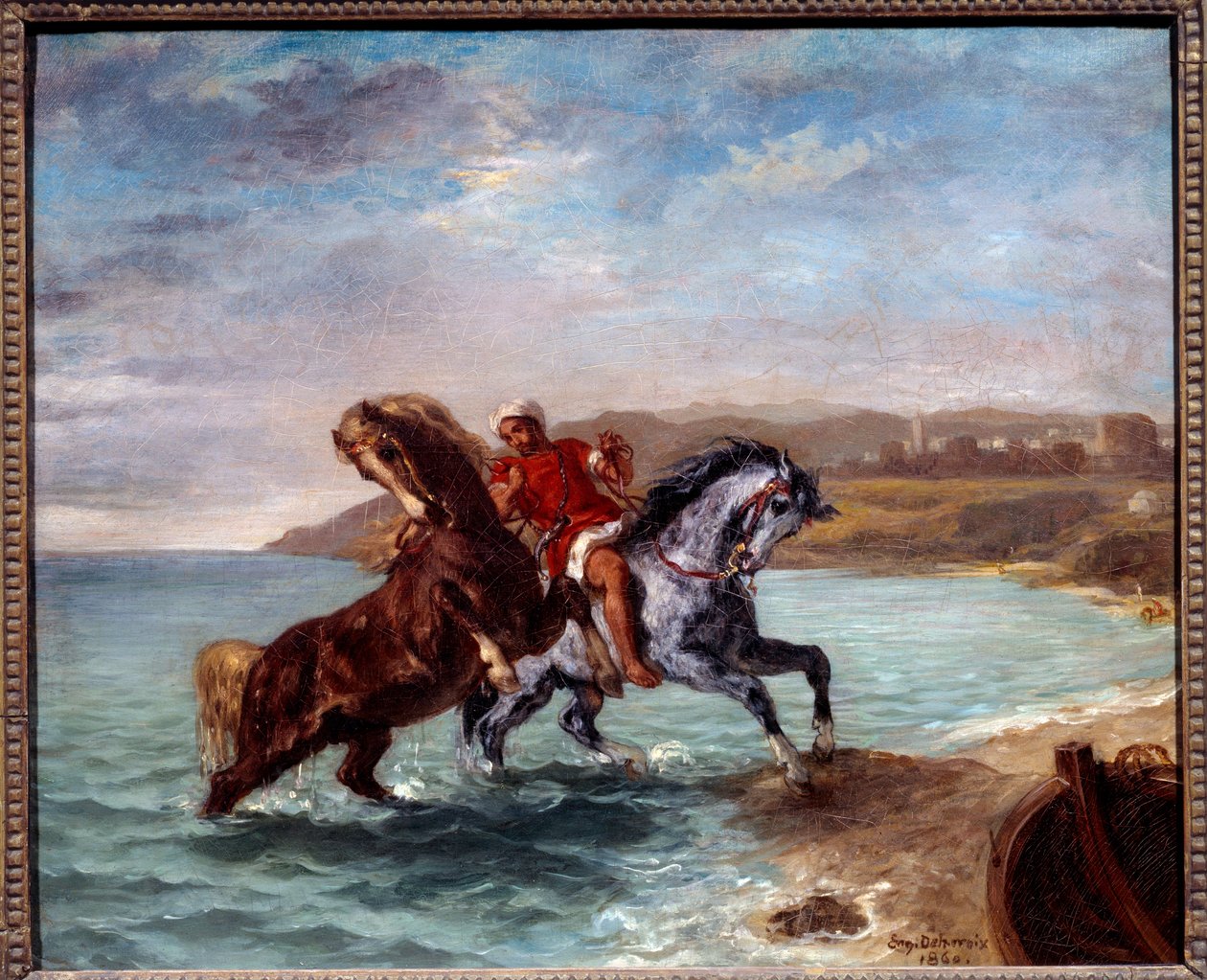 Pferde kommen aus dem Meer. Gemälde von Eugene Delacroix (1798-1863)