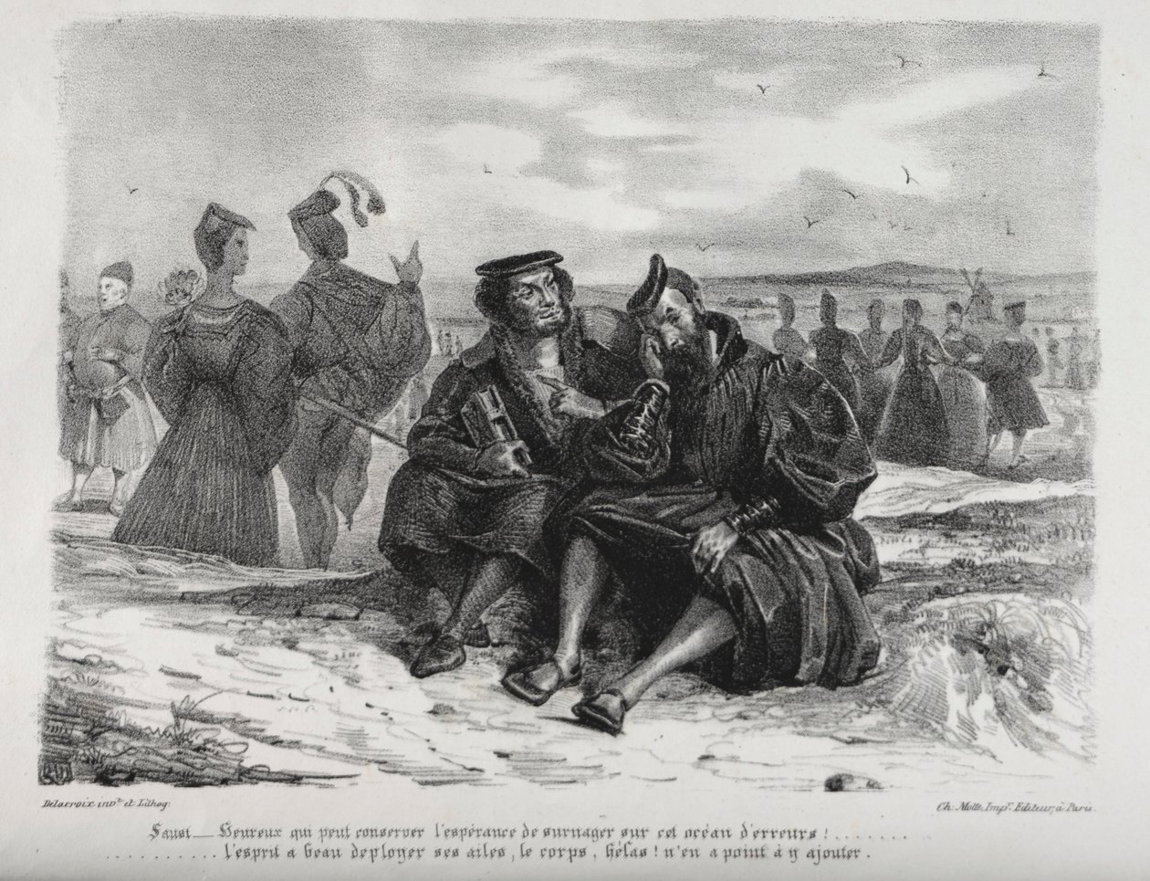 Illustrationen für Faust: Faust und Wagner, 1828 von Ferdinand Victor Eugene Delacroix