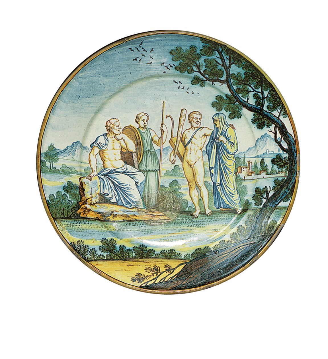 Siena-Teller, mit Herkules, der Alcestis vor König Admetus bringt, ca. 1745 von Ferdinando Maria Campani